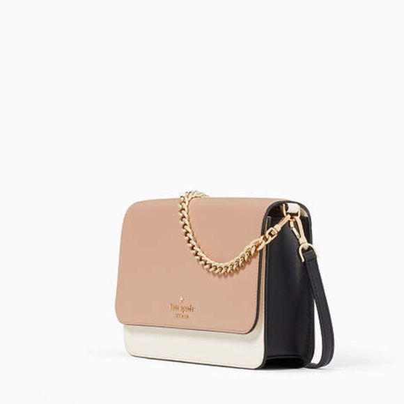 Kate spade ♠️ colorblock crossbody shoulder bag tan and white exterior EUC W/COA - Picture 4 of 11